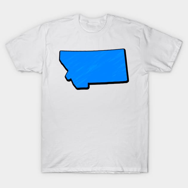 Bright Blue Montana Outline T-Shirt by Mookle